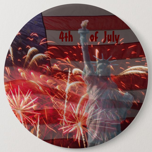 Personalise 4th of July Independence Day 6 Cm Round Badge (Front)