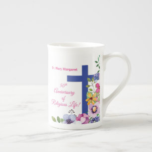 Personalise, 50th Anniversary Nun Religious Life Bone China Mug