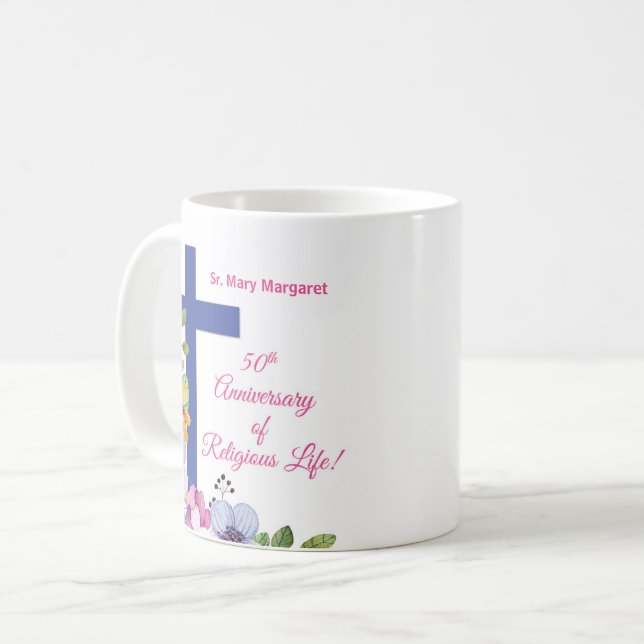 Personalise, 50th Anniversary Nun Religious Life Coffee Mug (Front Left)
