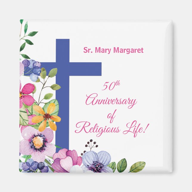 Personalise, 50th Anniversary Nun Religious Life Magnet (Front)