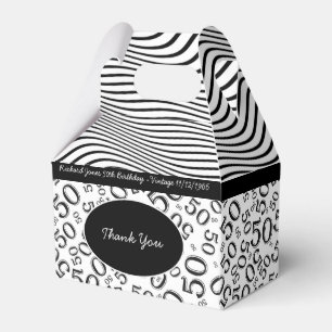 Personalise:  50th Birthday Black and White Theme Favour Box
