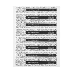 Personalise:  50th Birthday Theme Return Address Wrap Around Label
