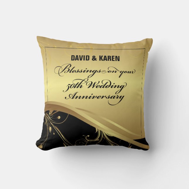 Personalise, 50th Wedding Anniversary Religious Cushion (Front)