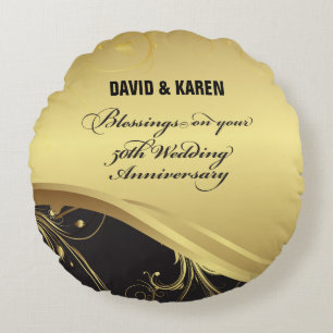 Personalise, 50th Wedding Anniversary Religious Round Cushion