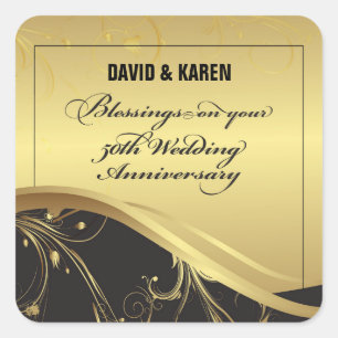 Personalise, 50th Wedding Anniversary Religious Square Sticker