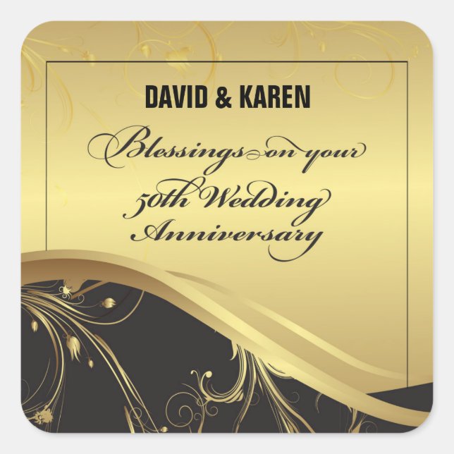 Personalise, 50th Wedding Anniversary Religious Square Sticker (Front)