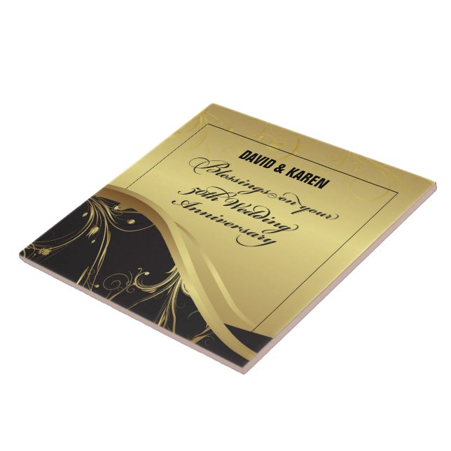 Personalise, 50th Wedding Anniversary Religious Tile (Side)