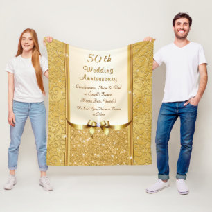 Personalise 50th Wedding Anniversary Throw Blanket