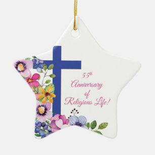 Personalise, 55th Anniversary Nun Religious Life Ceramic Tree Decoration