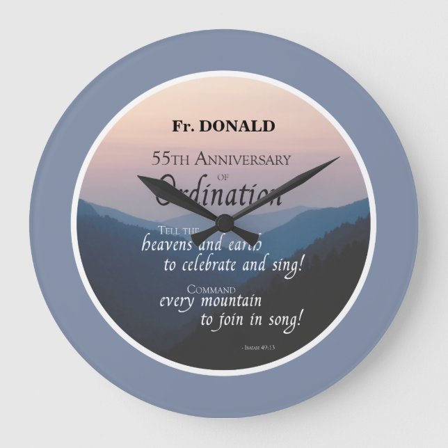 Personalise 55th Anniversary Ordination Congrats Large Clock (Front)