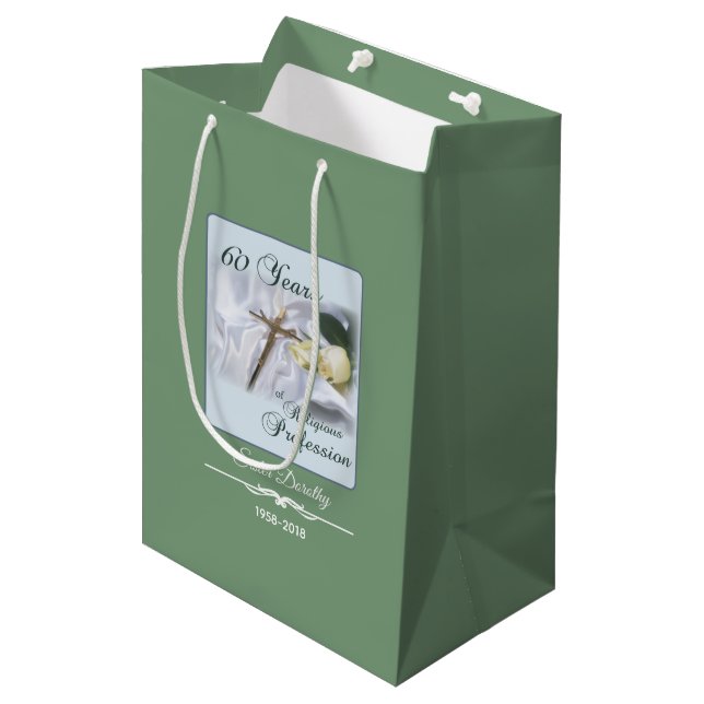 Personalise, 60 Years of Religious Profession Medium Gift Bag (Front Angled)