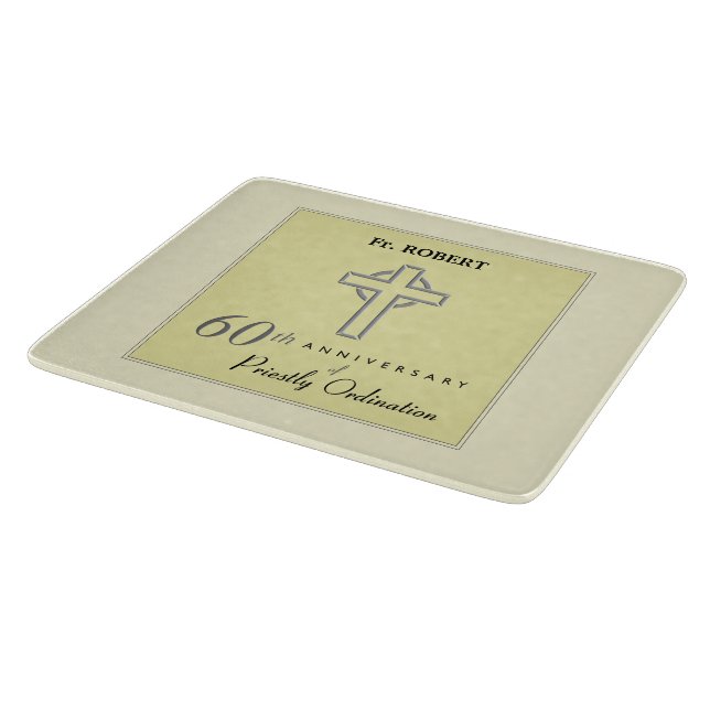 Personalise, 60th Anniversary of Priest Embossed Cutting Board (Corner)