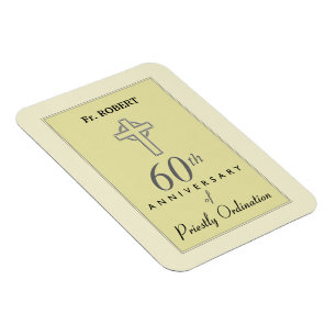 Personalise, 60th Anniversary of Priest Embossed Magnet