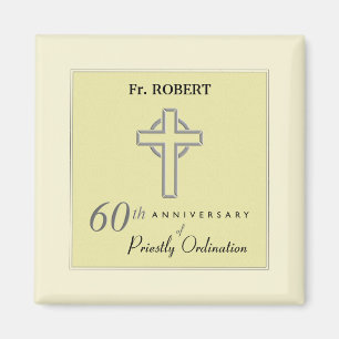 Personalise, 60th Anniversary of Priest Embossed Magnet