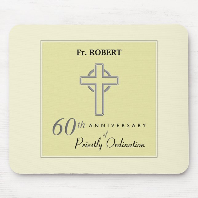 Personalise, 60th Anniversary of Priest Embossed Mouse Mat (Front)