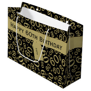 Personalise: 60th Birthday Gold/Black Theme Large Gift Bag