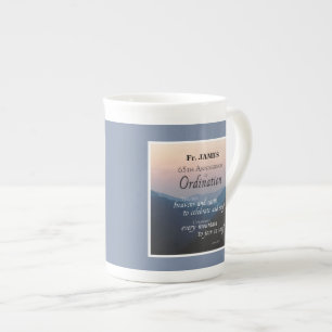 Personalise 65th Anniversary Ordination Congrats Bone China Mug