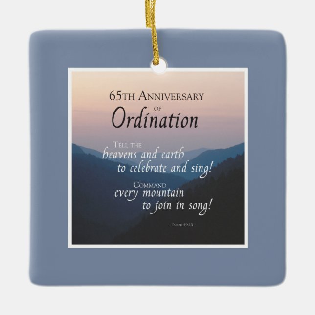 Personalise 65th Anniversary Ordination Congrats Ceramic Ornament (Front)