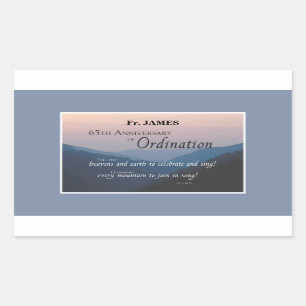 Personalise 65th Anniversary Ordination Congrats Rectangular Sticker