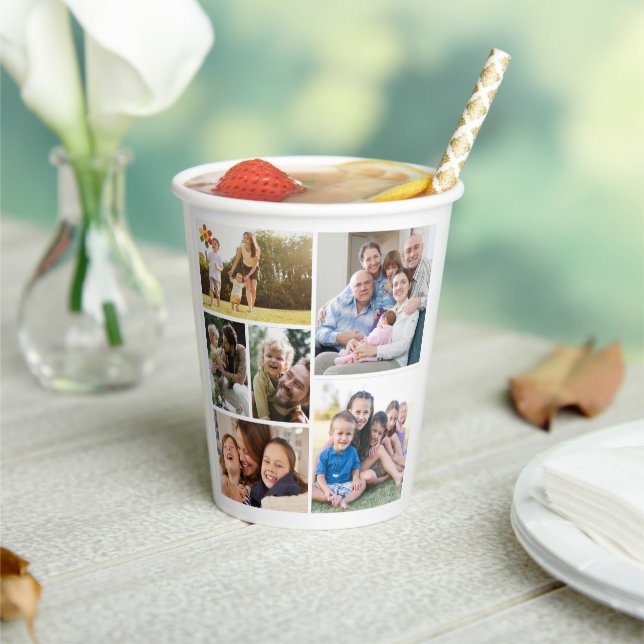 Personalise 6 Custom Photo Collages Framed Art Paper Cups (Insitu)