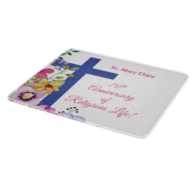 Personalise, 70th Anniversary Nun Religious Life Cutting Board (Corner)