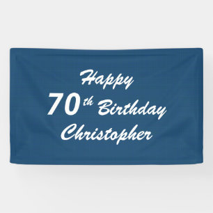 Personalise 70th Birthday Sign Blue Plaid