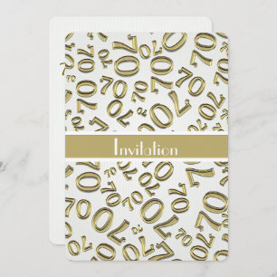 Personalise: 70th Gold and White Birthday Party Invitation