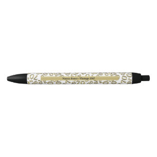 Personalise 70th Gold/White Birthday Favour Gift Black Ink Pen