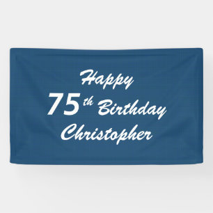 Personalise 75th Birthday Sign Blue Plaid