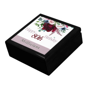 Personalise 80th Birthday Dusty Mauve Rose Peony   Gift Box