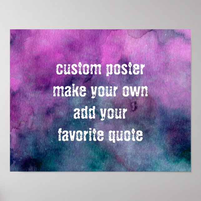 personalise a custom watercolor poster add a quote (Front)
