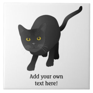 Personalise a cute Black Cat Tile