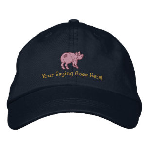 Personalise A Cute Little Pig with Your Text Embroidered Hat