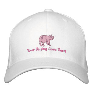 Personalise A Cute Little Pig with Your Text Embroidered Hat