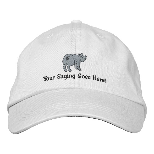 Personalise A Cute Little Pig with Your Text Embroidered Hat (Front)