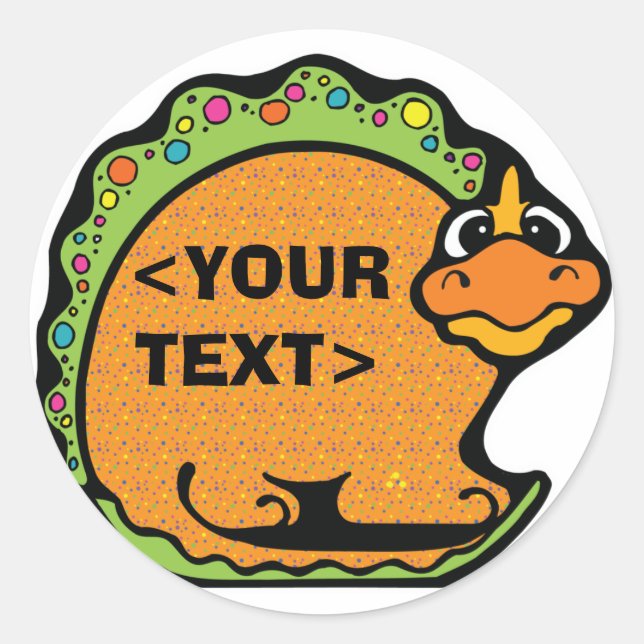 Personalise a Dinosaur, <YOUR TEXT> Classic Round Sticker (Front)