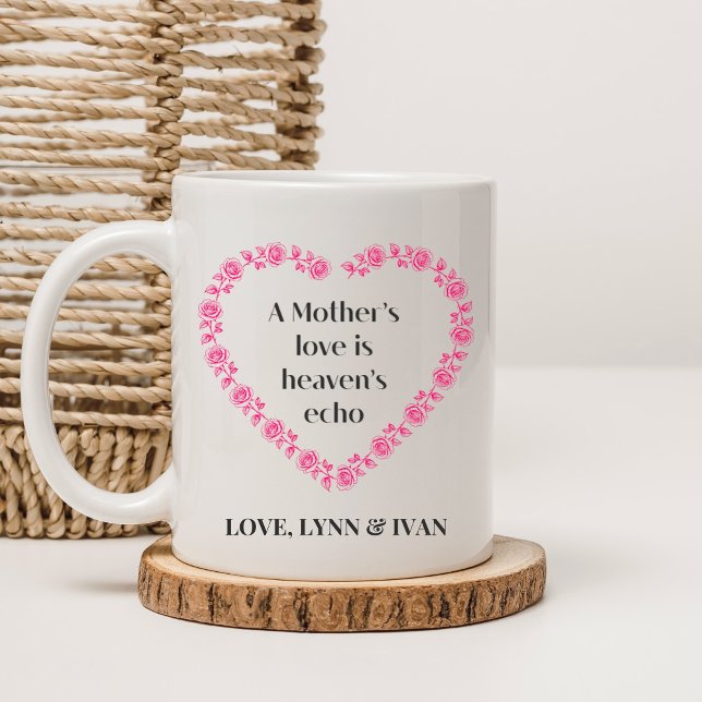 Personalise A Mother’s Love Is, Rose Heart Floral  Coffee Mug (Creator Uploaded)