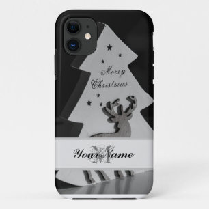 Personalise a noble monogram Merry Christmas case! iPhone 11 Case