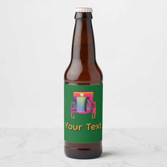 Personalise Abstract Chair Design Beer Bottle Label (Front)