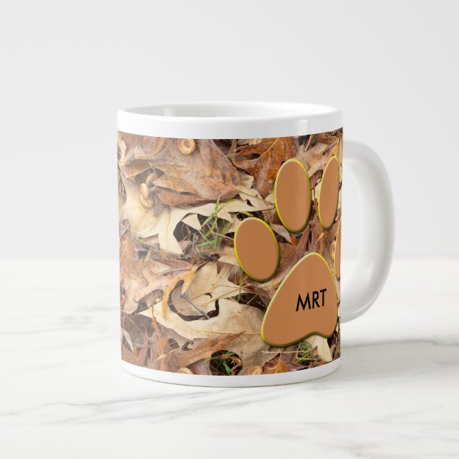 Personalise:  Abstract Nature Photo Autumn Camo Large Coffee Mug (Front Right)