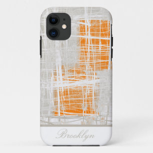 Personalise abstract white grey orange iPhone 11 case