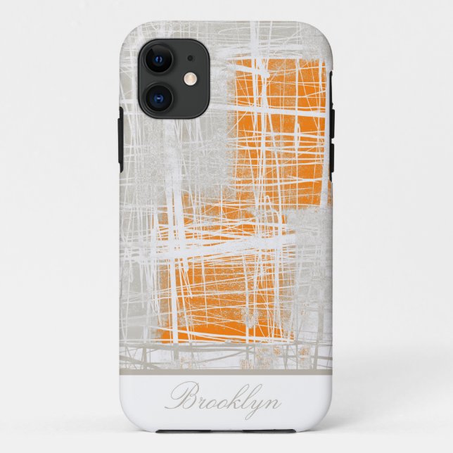 Personalise abstract white grey orange Case-Mate iPhone case (Back)