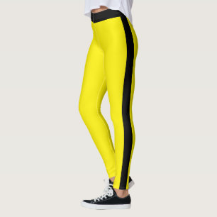 Personalise Active Women Cute Yellow Black Striped Leggings