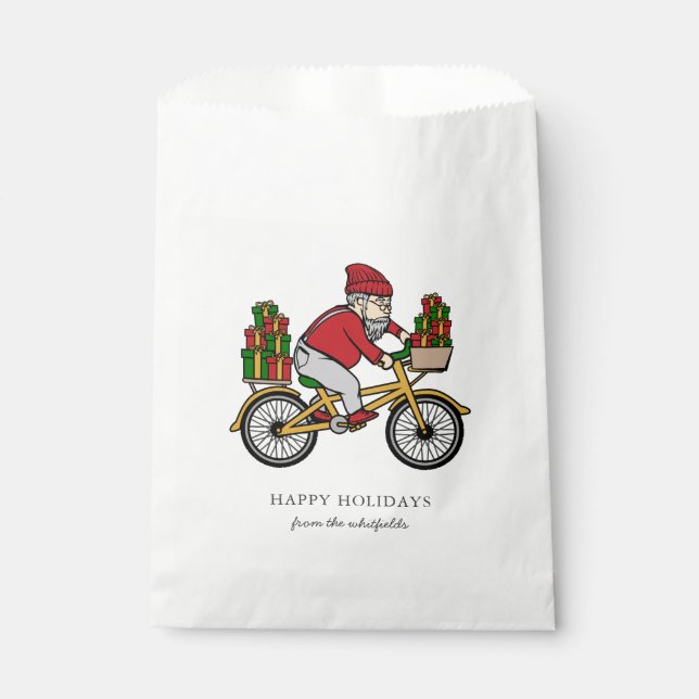 Personalise Add Family Name Cyclist Christmas Favour Bags (Front)