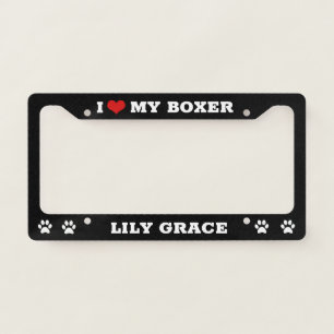 Personalise Add Name   Boxer Dog Licence Plate Frame