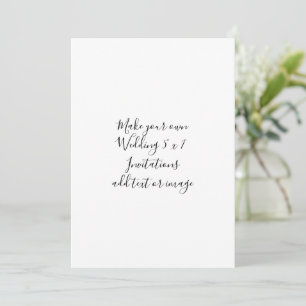 Personalise Add Text Image Script Wedding 5x7 Invitation