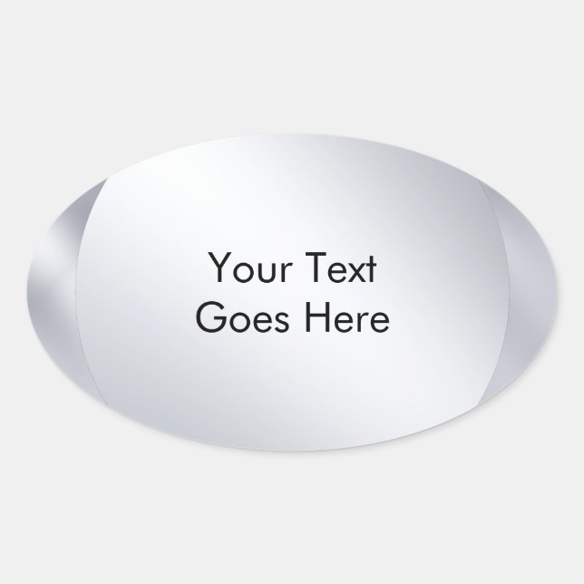 Personalise Add Your Text Metallic Silver Look Oval Sticker (Front)