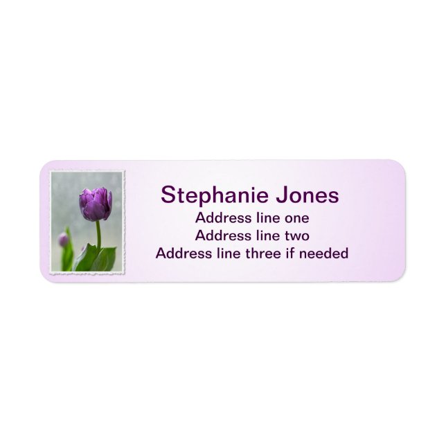 Personalise: Address Template Purple Tulips Photo (Front)