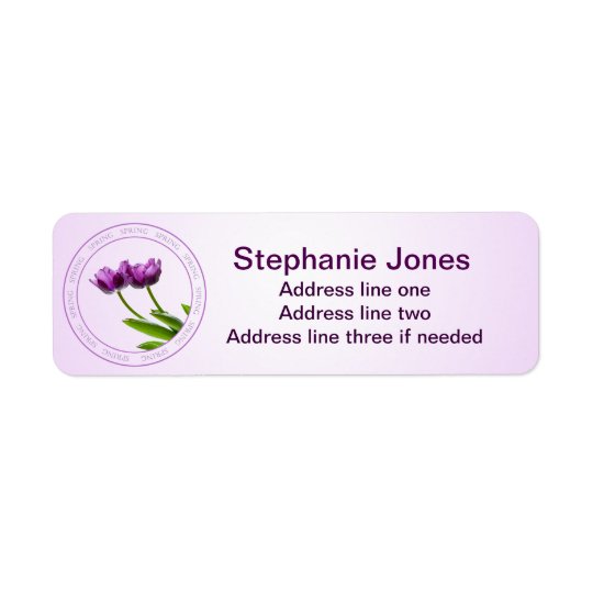 Personalise: Address Template Purple Tulips Photo Return Address Label