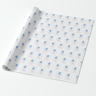 Personalise, Adult Baptism Dove on Blue Wrapping Paper